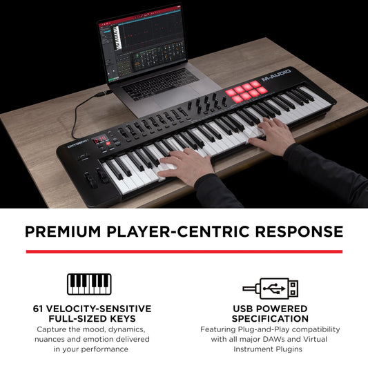 M-Audio Oxygen 61 MKV MIDI controller, pads, arpeggiator, chord/scale modes.