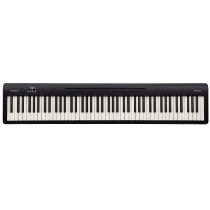 Roland FP-10 88-key digital piano bundle, stand, bench, pedal, headphones.
