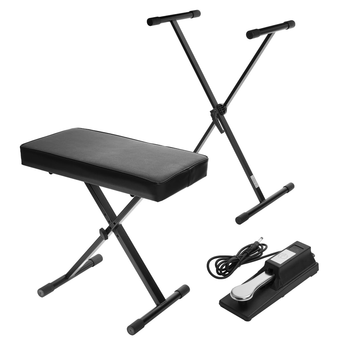 Roland FP-10 88-key digital piano bundle, stand, bench, pedal, headphones.
