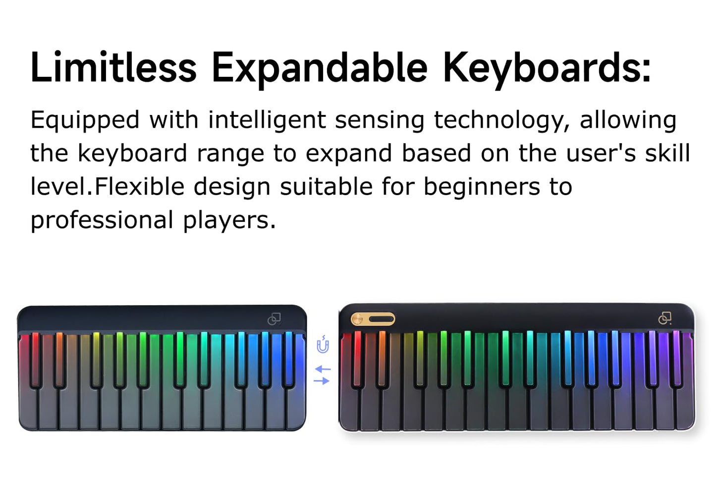 Popupiano 59-key smart beginner keyboard, LED lights, app support, 256 voices, MIDI.