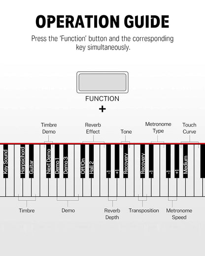 Donner DDP-300 88-key digital piano, weighted keys, Bluetooth, recording, dark rose.