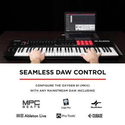 M-Audio Oxygen 61 MKV MIDI controller, pads, arpeggiator, chord/scale modes.