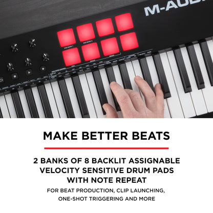 M-Audio Oxygen 61 MKV MIDI controller, pads, arpeggiator, chord/scale modes.