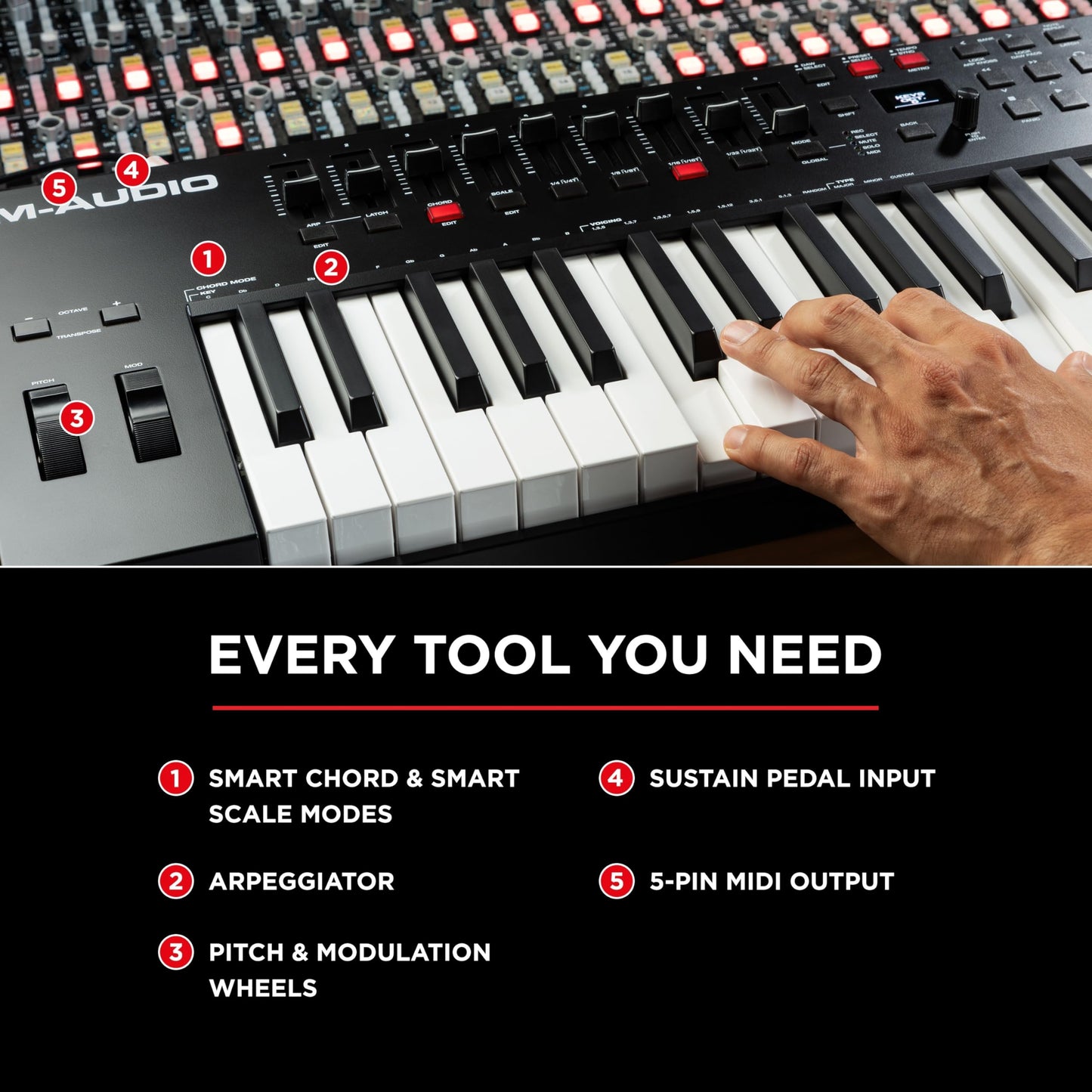 M-Audio Oxygen Pro 61 MIDI controller, pads, knobs, faders, NI sound package.