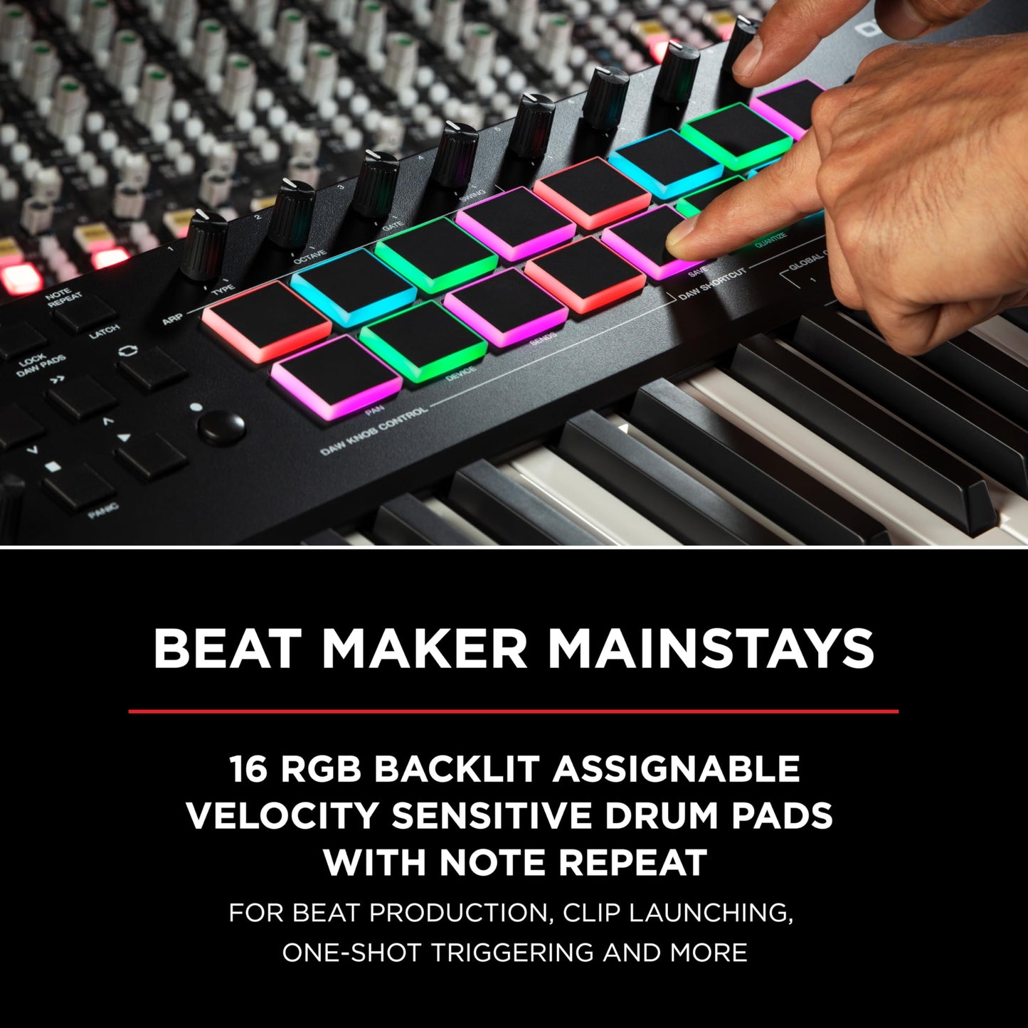 M-Audio Oxygen Pro 61 MIDI controller, pads, knobs, faders, NI sound package.