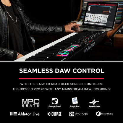 M-Audio Oxygen Pro 61 MIDI controller, pads, knobs, faders, NI sound package.